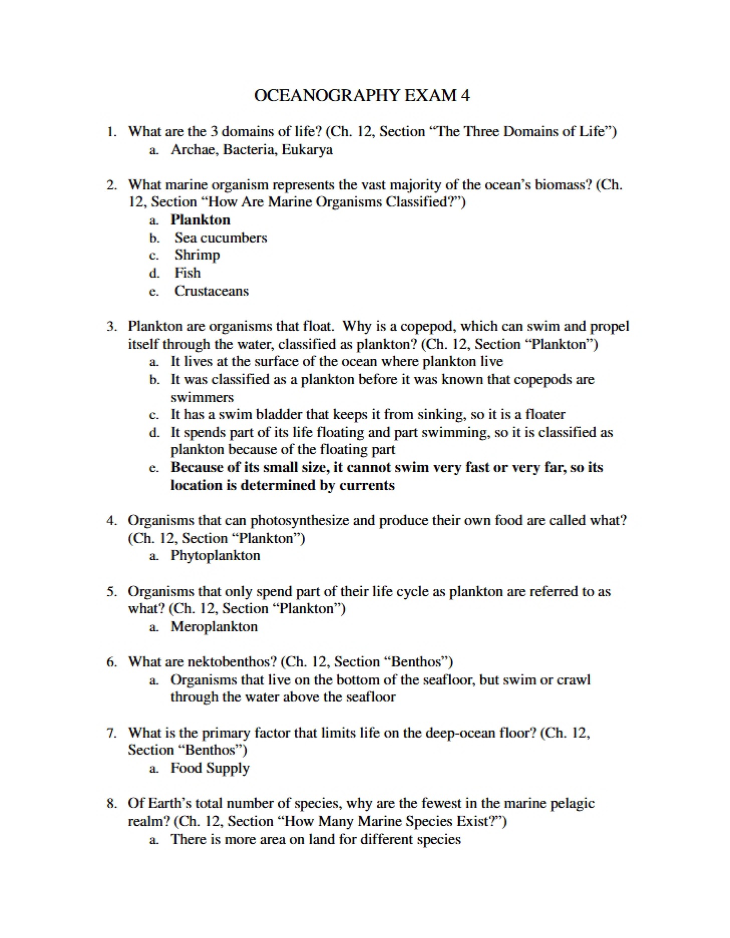 Exam 4 Oceanography