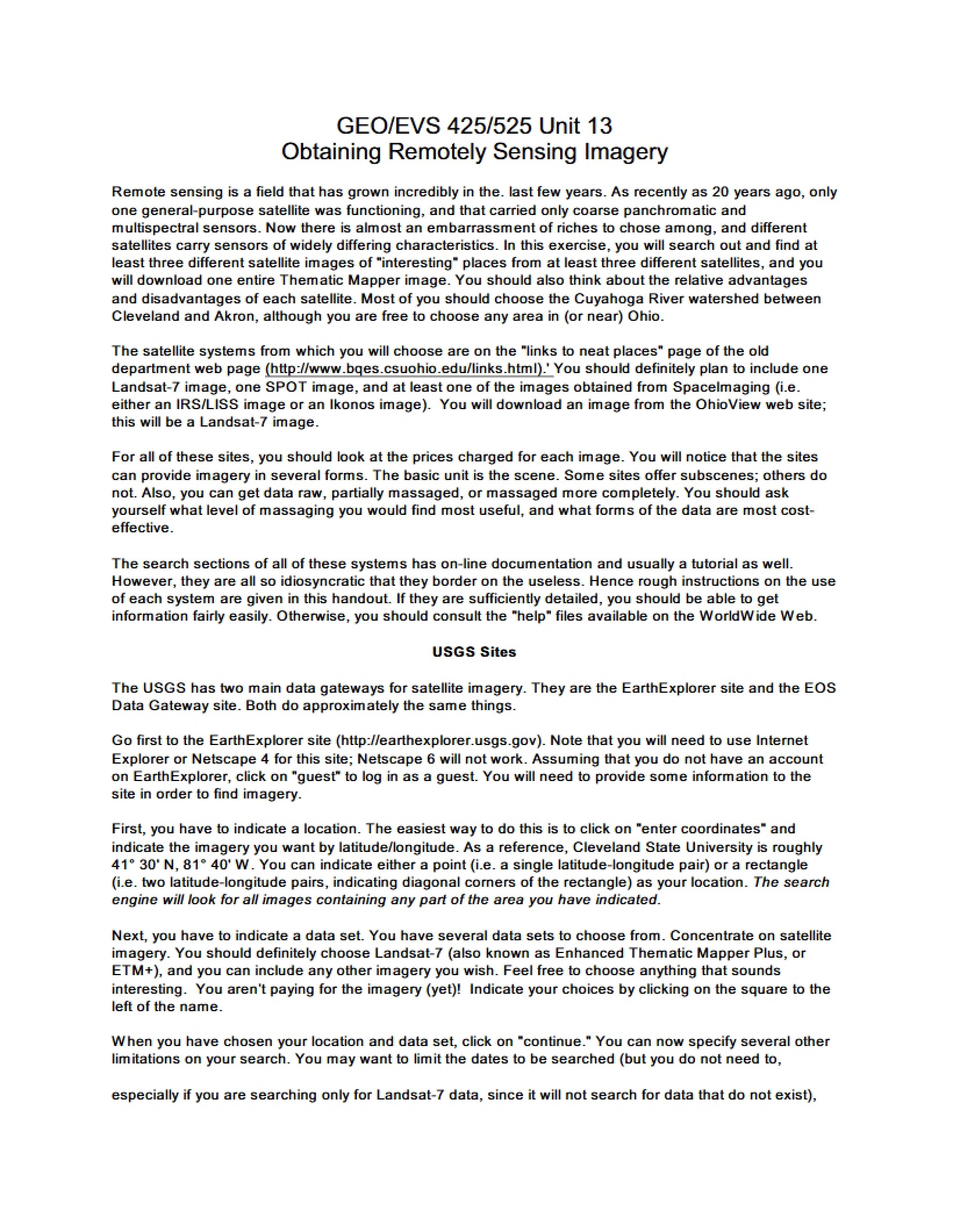 Imagery Acquisition (Remote Sensing)