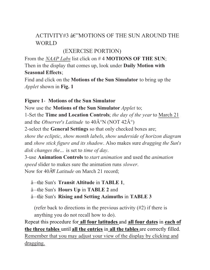 Motions of the Sun Around the World