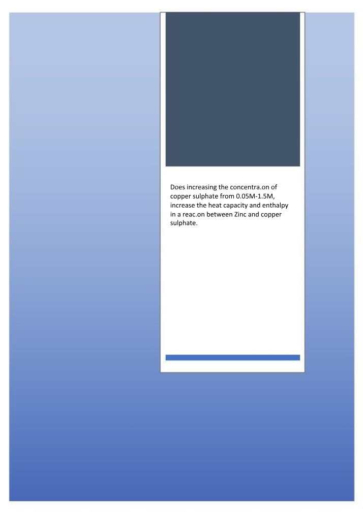 Impact of Copper Sulfate Concentration on Heat Capacity and Enthalpy
