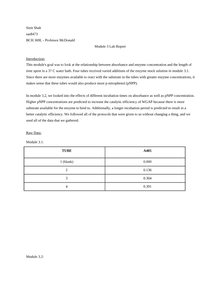 Relationship Between Enzyme Concentration and Absorbance