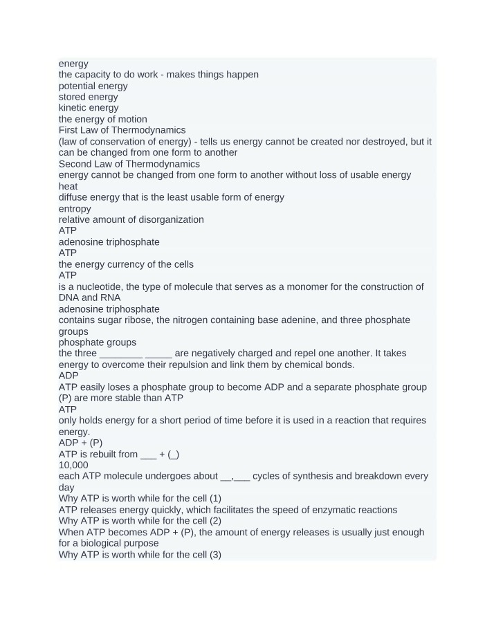 Energy - Potential, Kinetic, and Laws of Thermodynamics