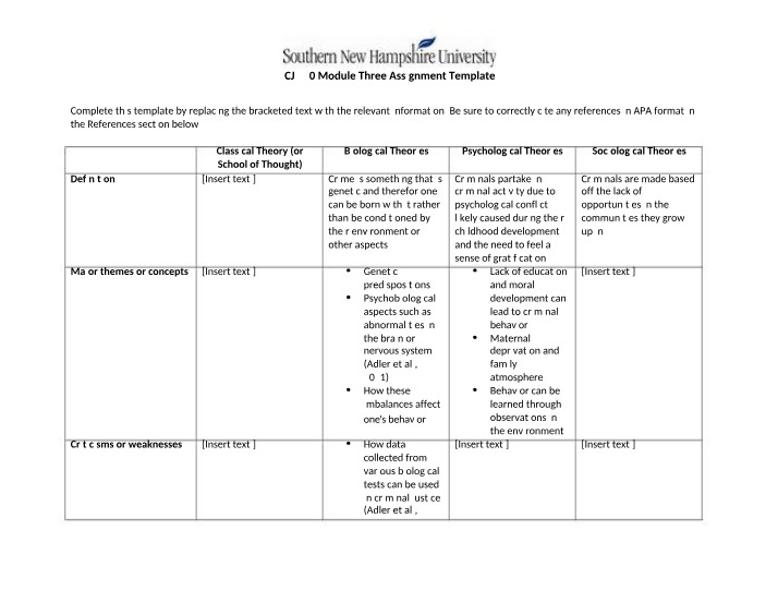 CJ 340 Module Three Assignment Template Set 1