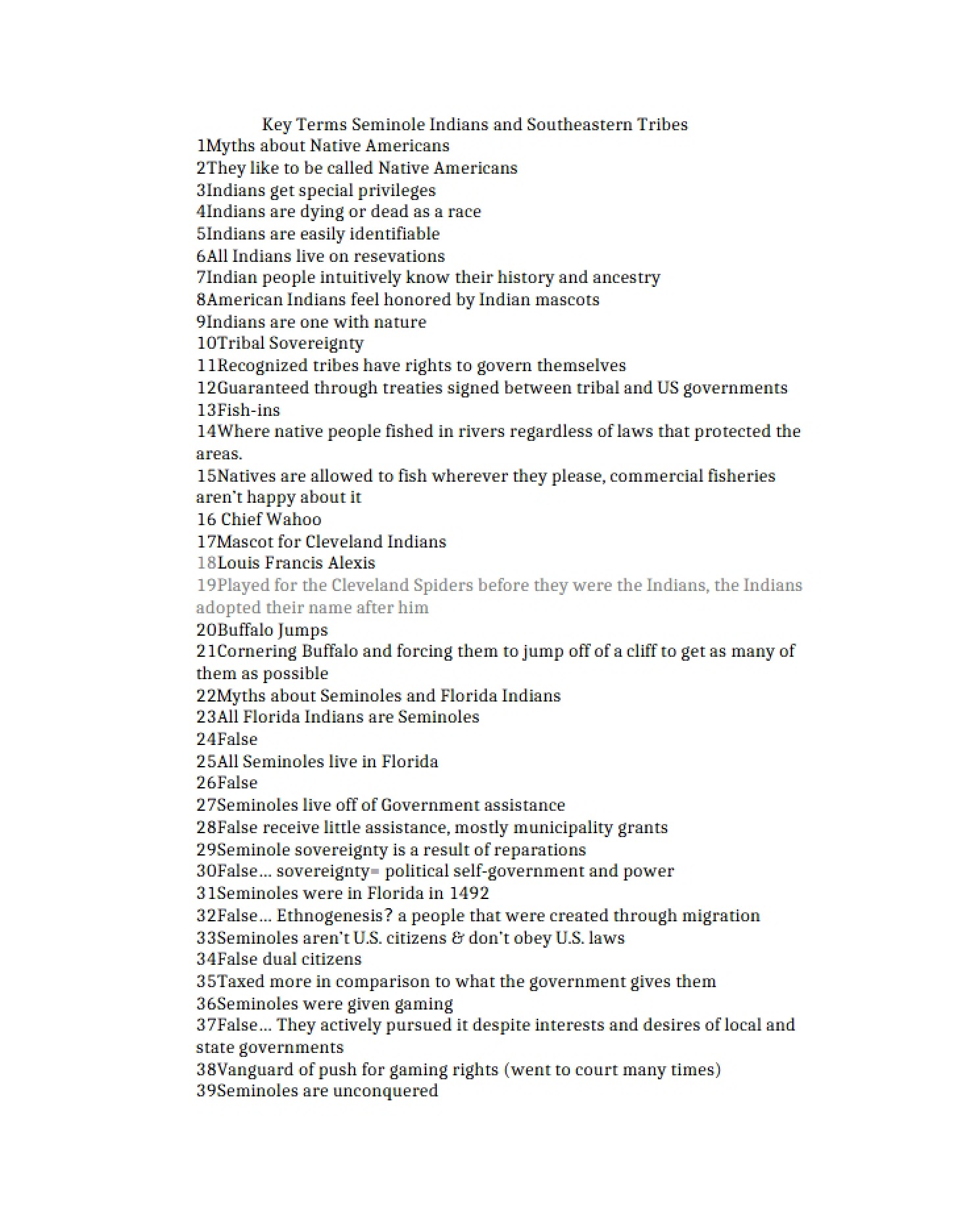 Vocabulary and Concepts Southeast Indigenous Tribes