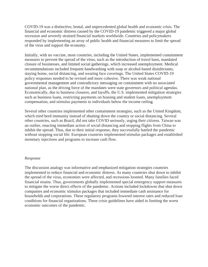 Global Economic Impact and Mitigation Strategies of COVID-19