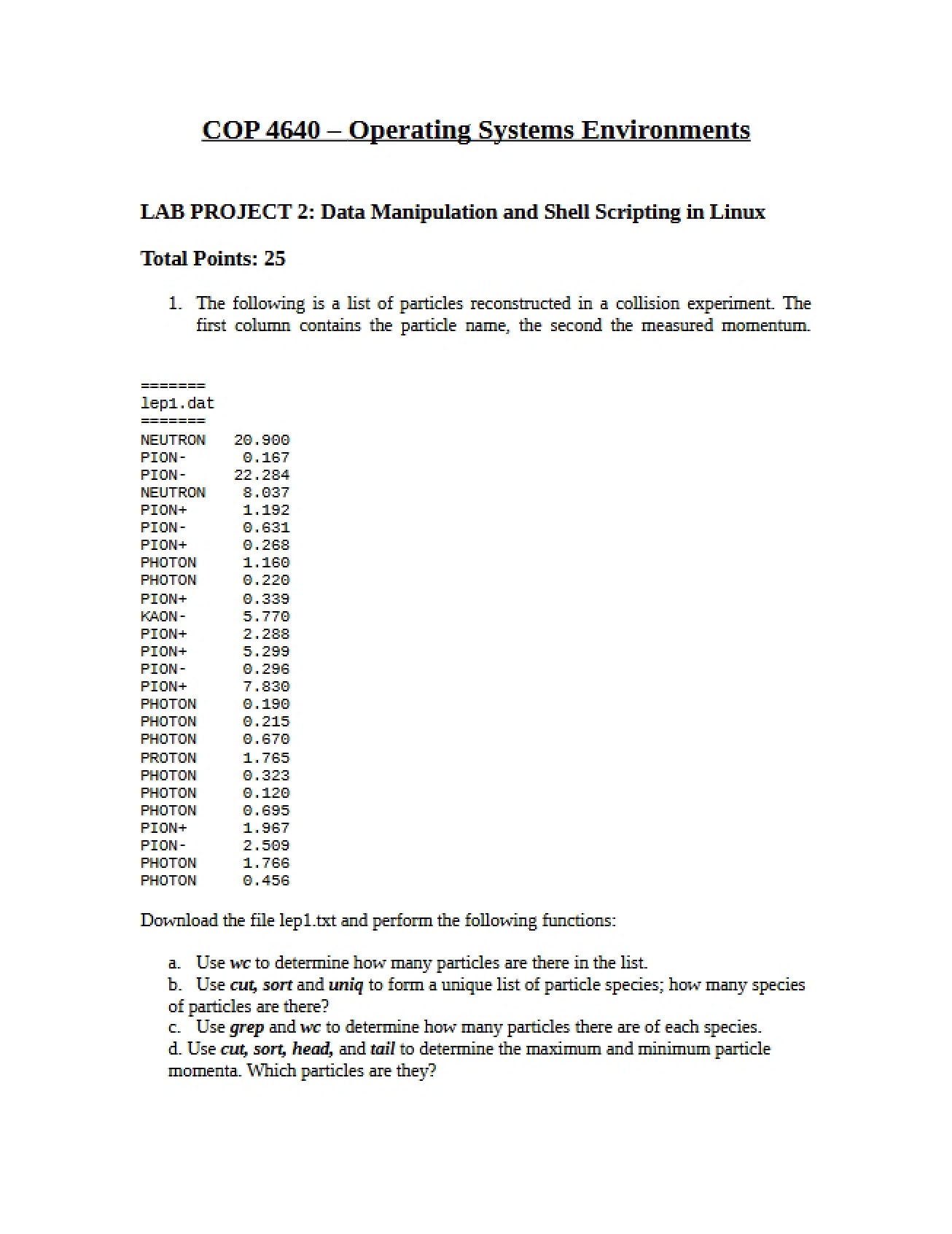 Linux Shell Scripting and Data Handling