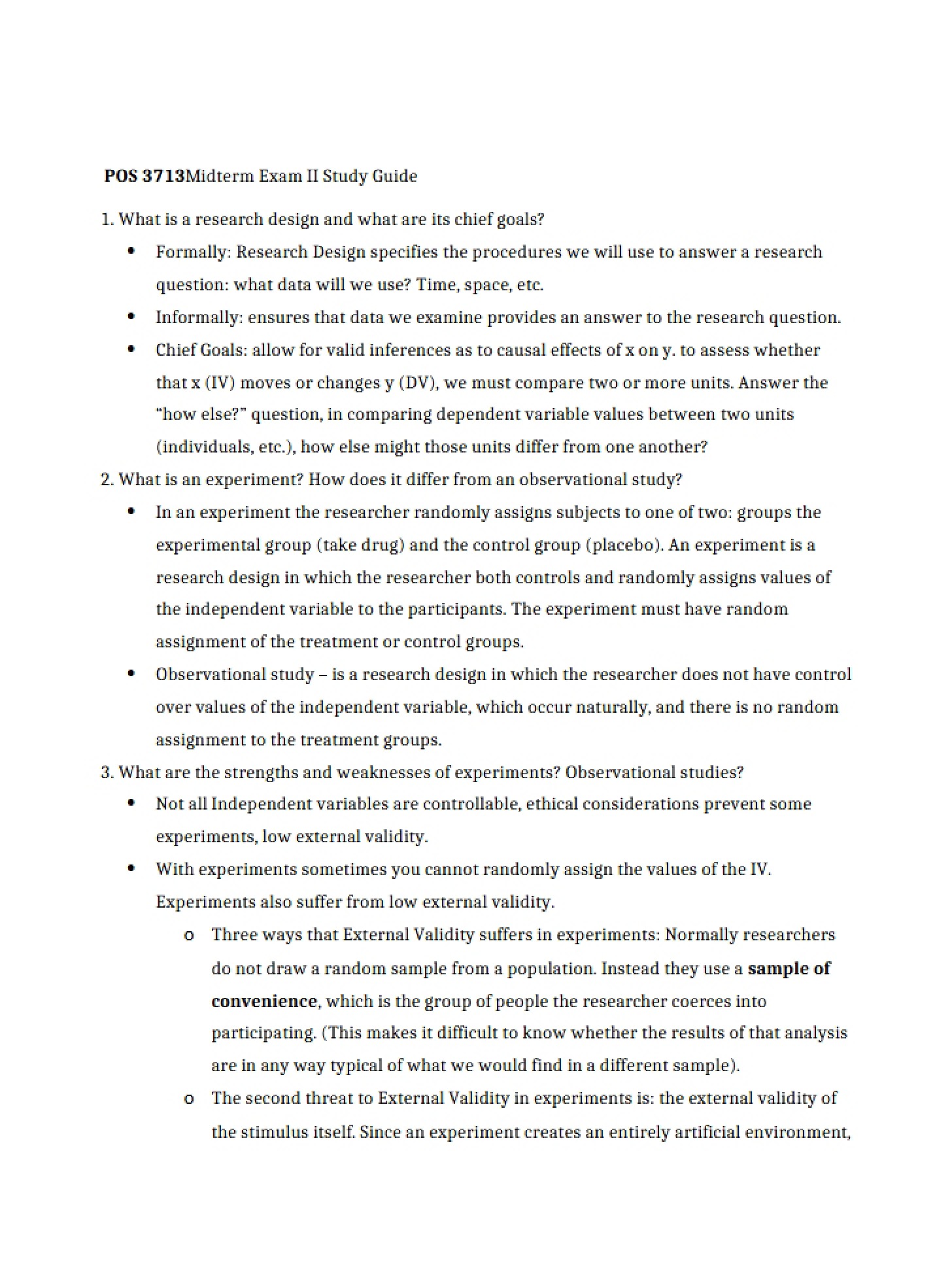 Study Guide Midterm II