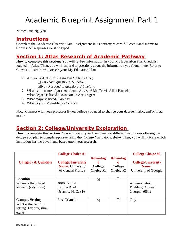 Assignment Part 1 - Academic Blueprint