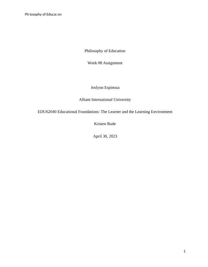 Philosophy of Education - Shaping Future Success