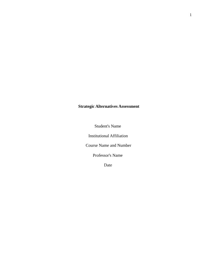 Assessment of Apple Strategic Alternatives