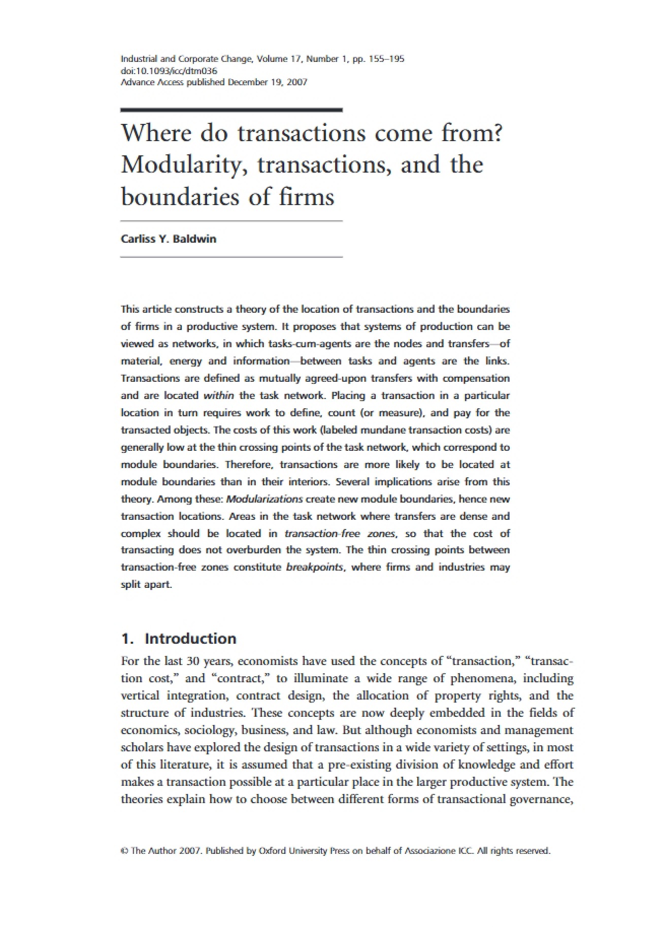 Origins of Transactions