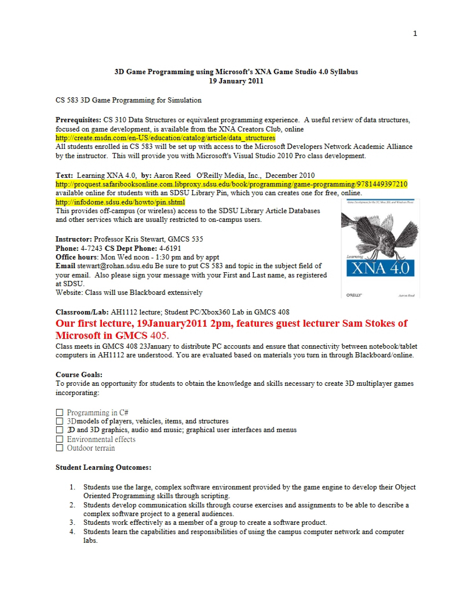 Syllabus 3D Game Programming