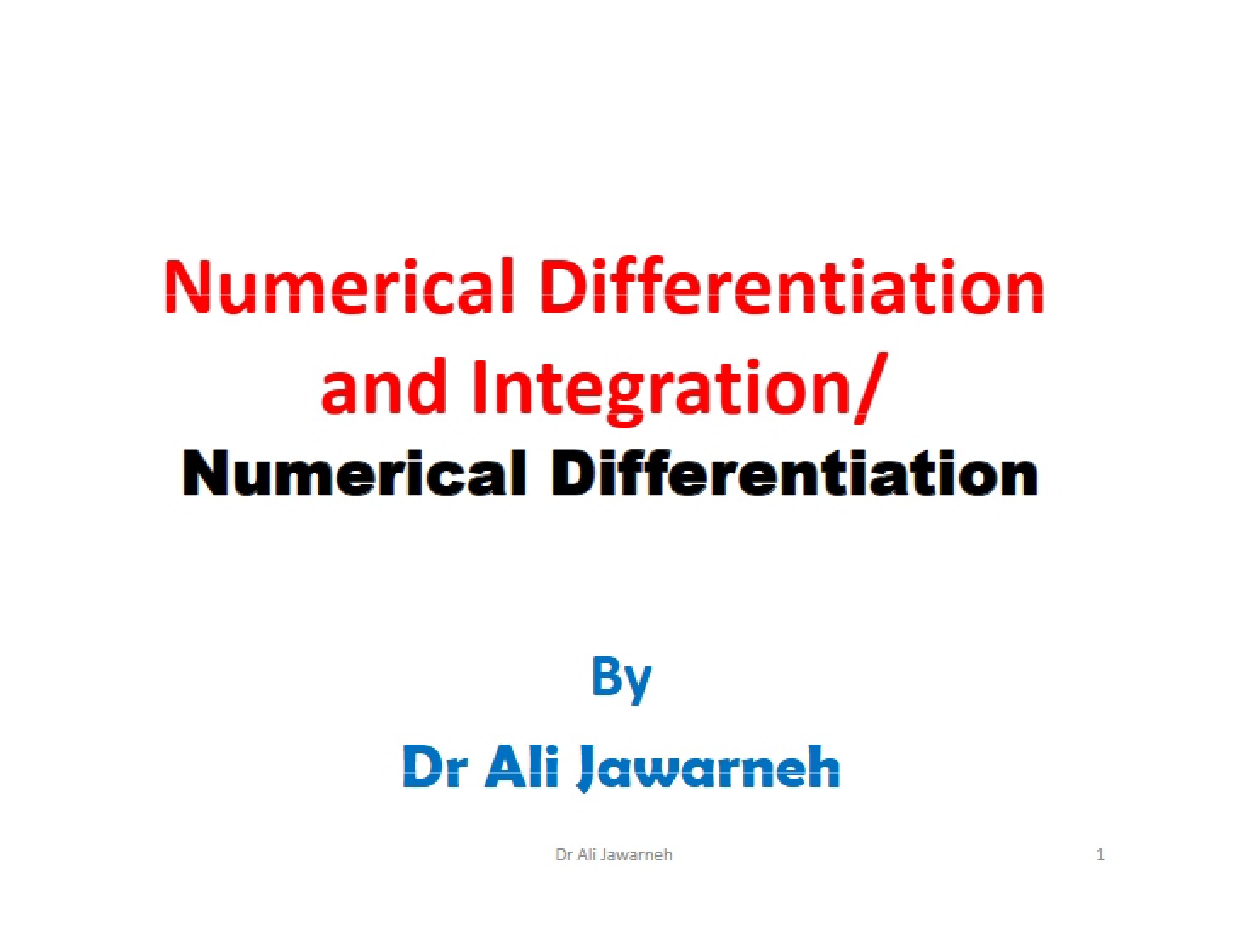 Differentiation in Numerical Analysis