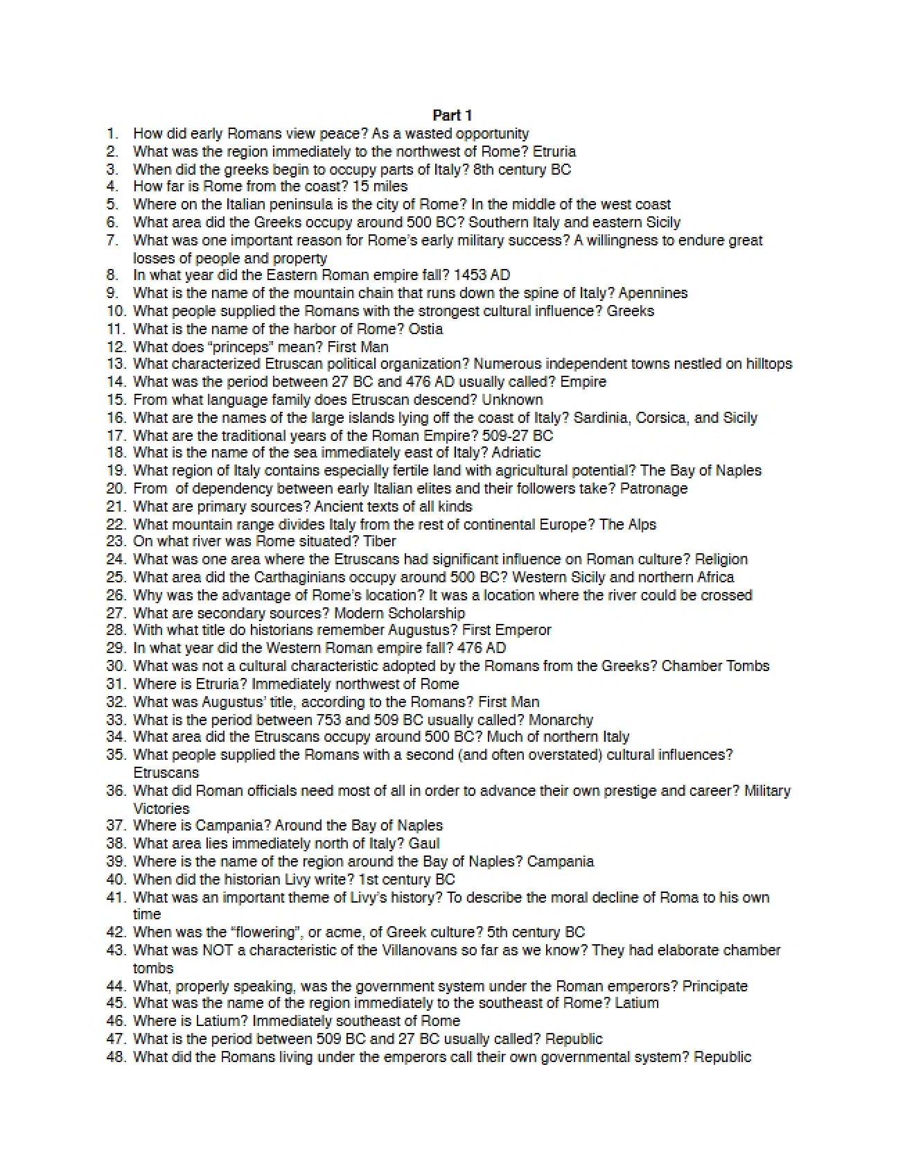 Ancient Rome Study Guide