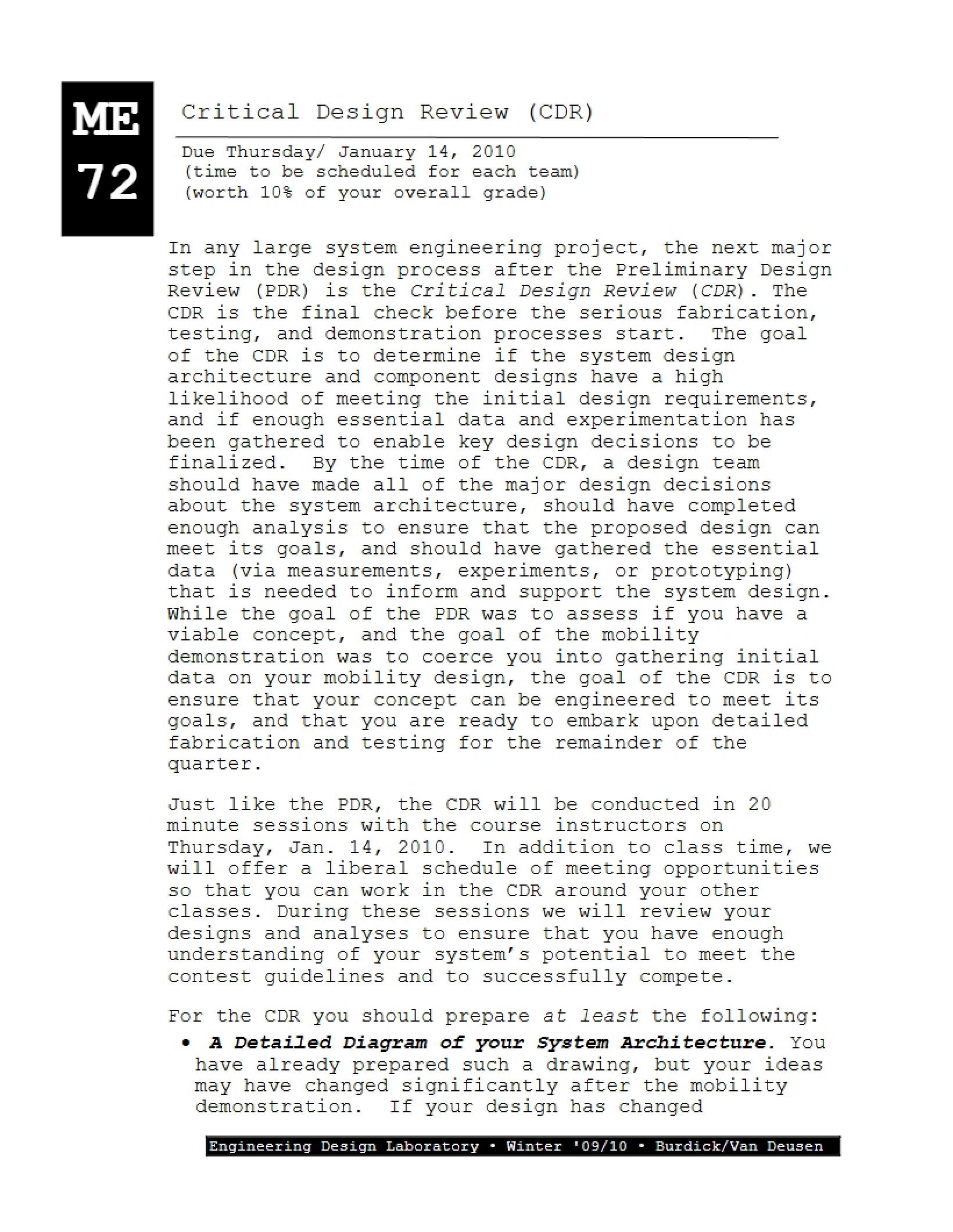 Review of Critical Design