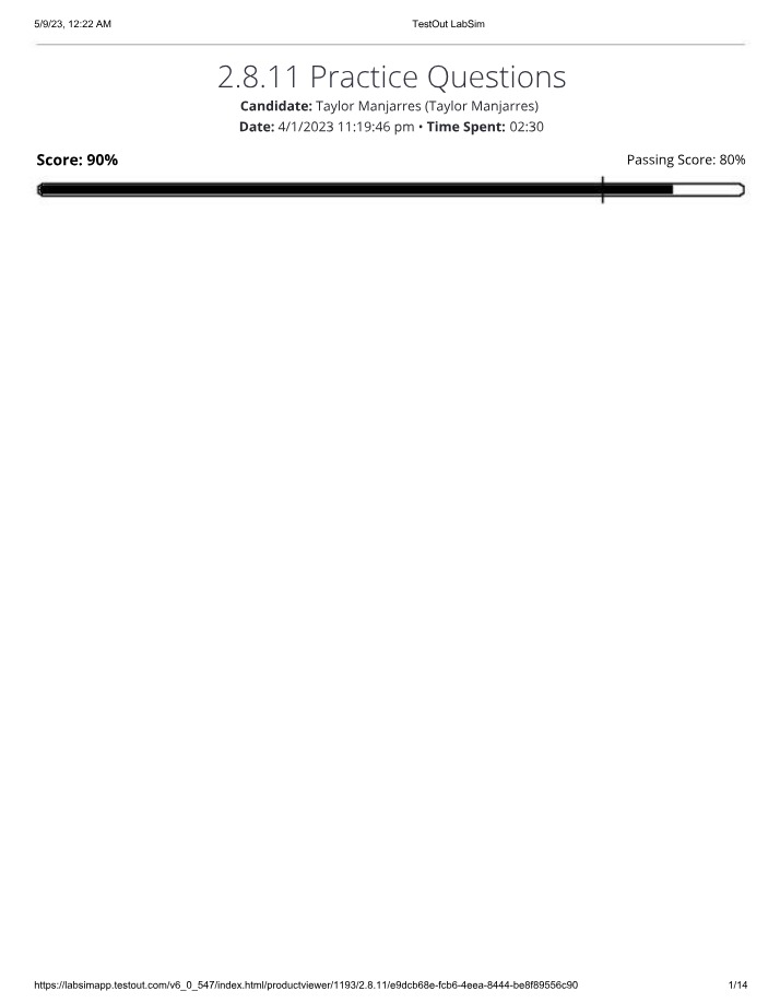Practice Questions for 2.8.11