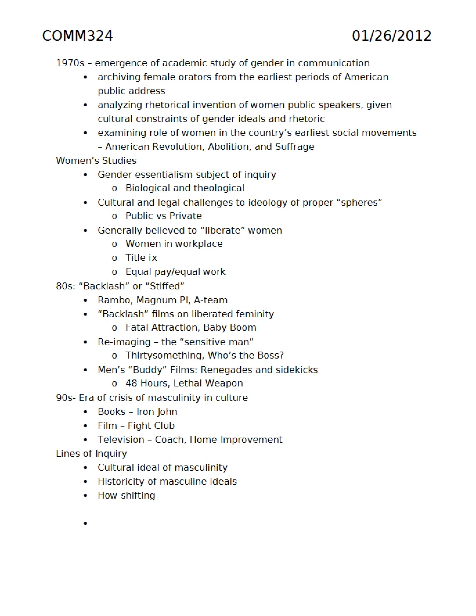 Notes on Gender Communication