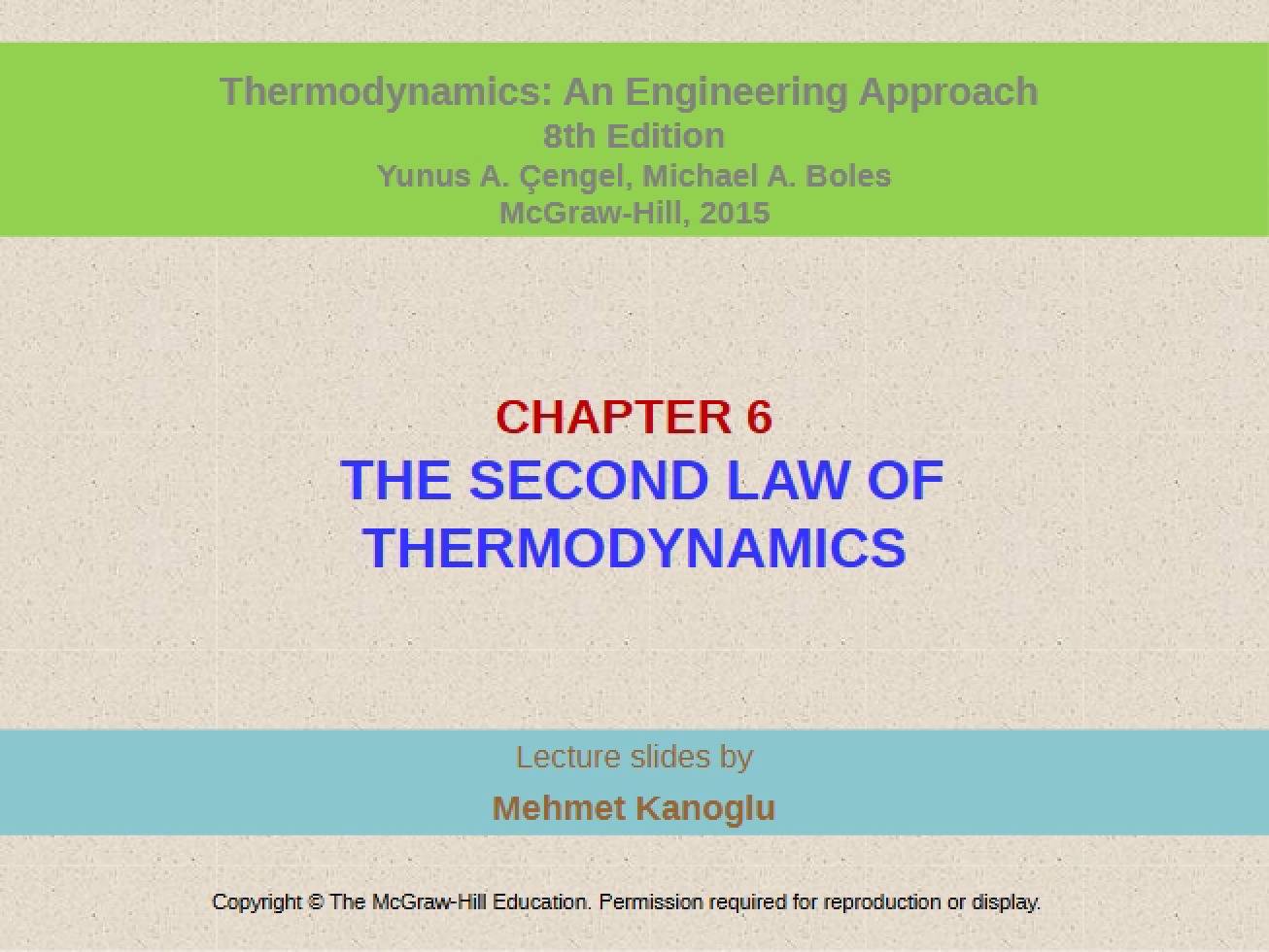 Lecture on Thermodynamics Chapter Six
