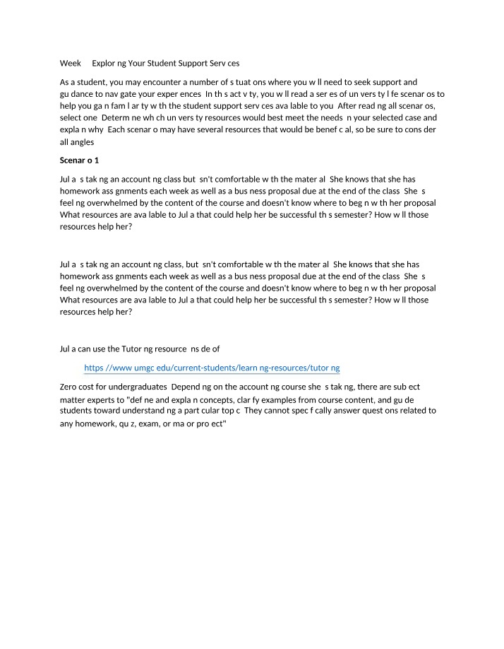 Exploring Student Support Services - Week 5