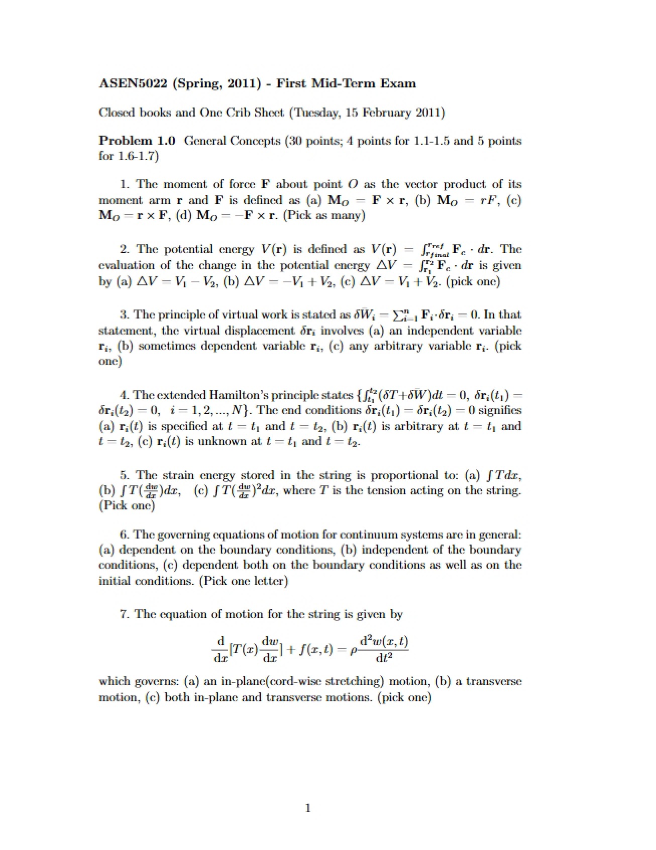 First Mid-Term Examination