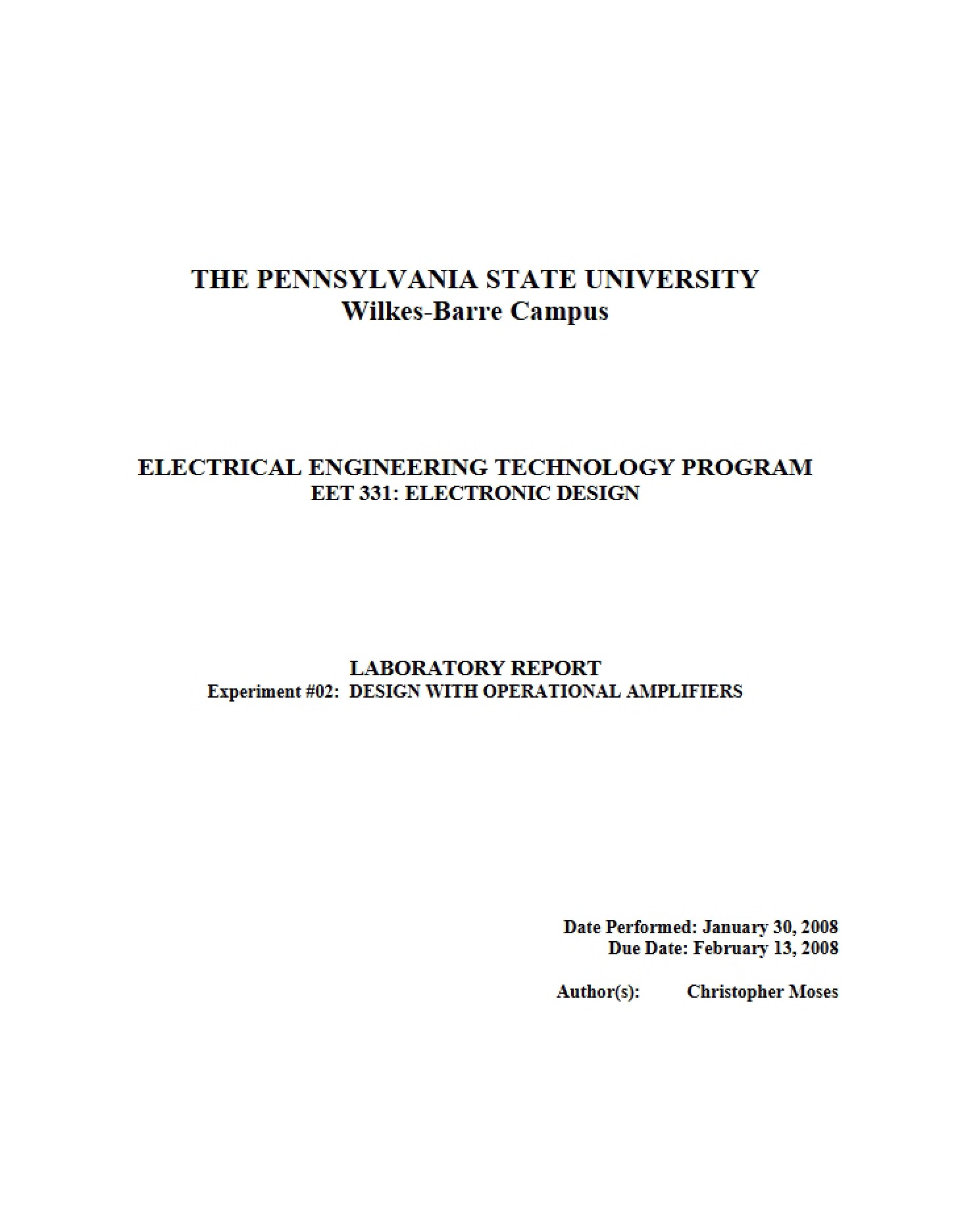 Design Projects in Electronics