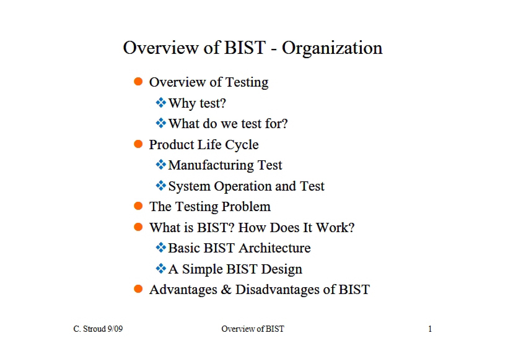 Organization of BIST