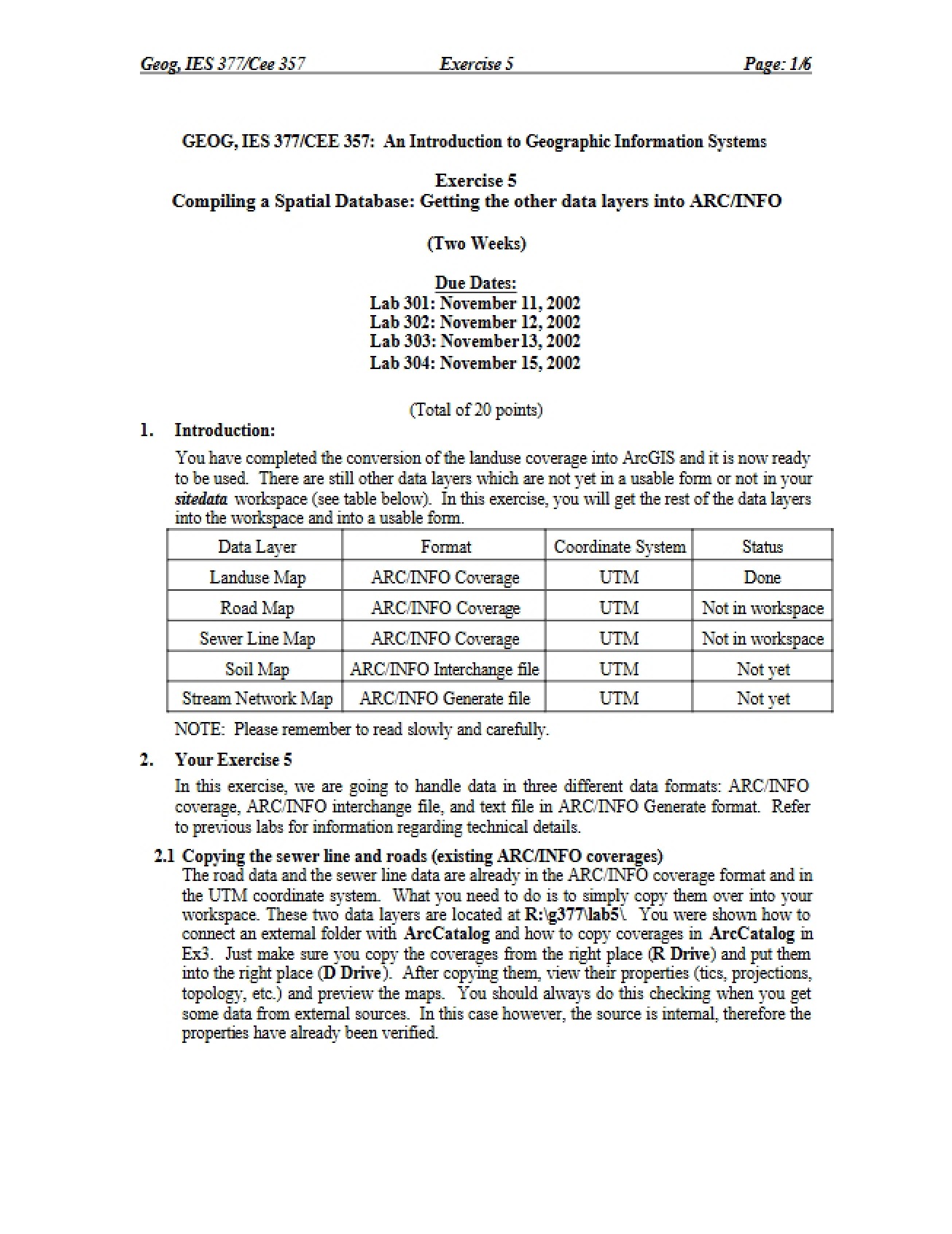 Spatial Database Compilation