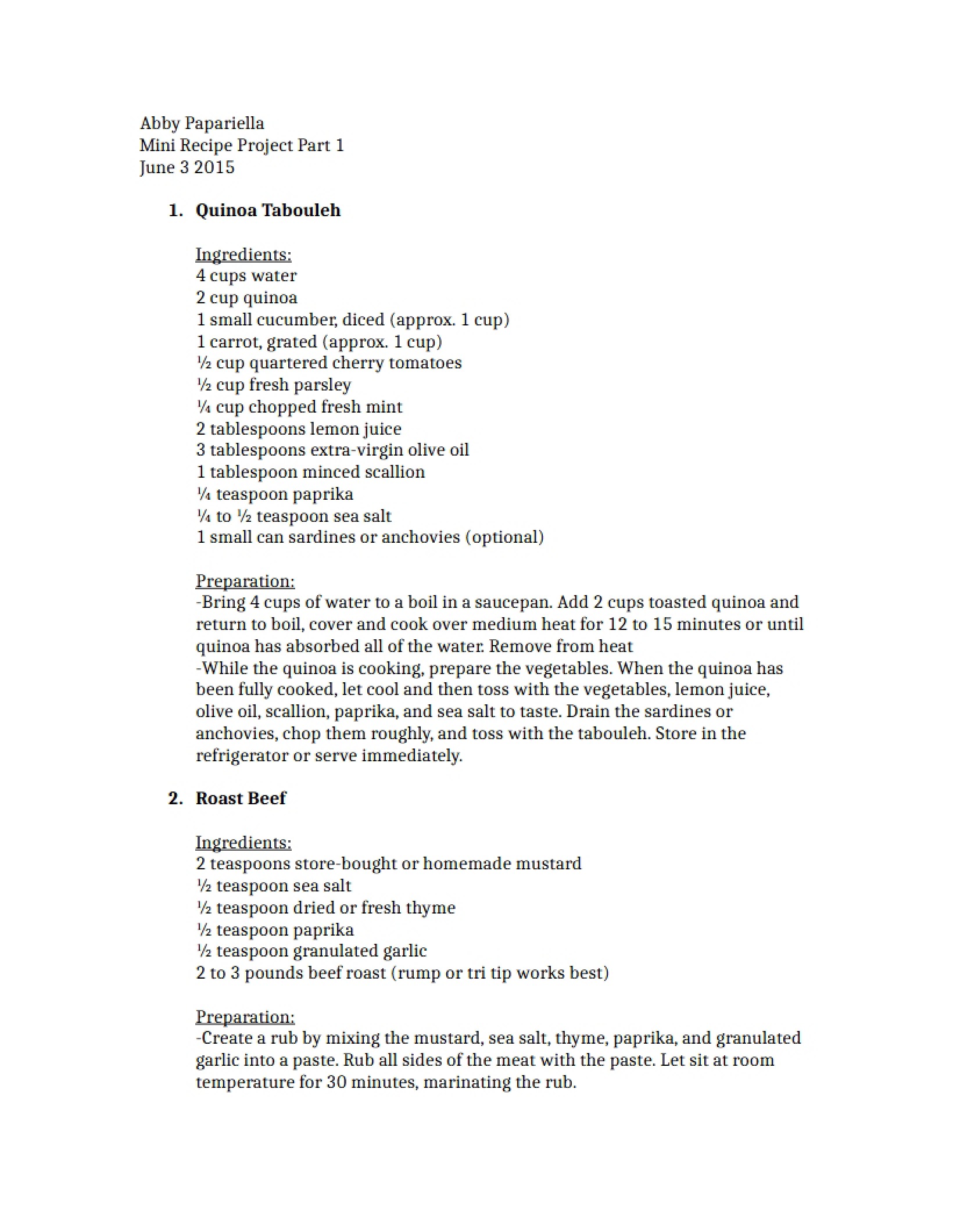 Challenge Mini Recipe