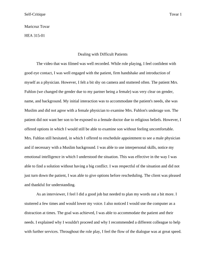 Critique of Self