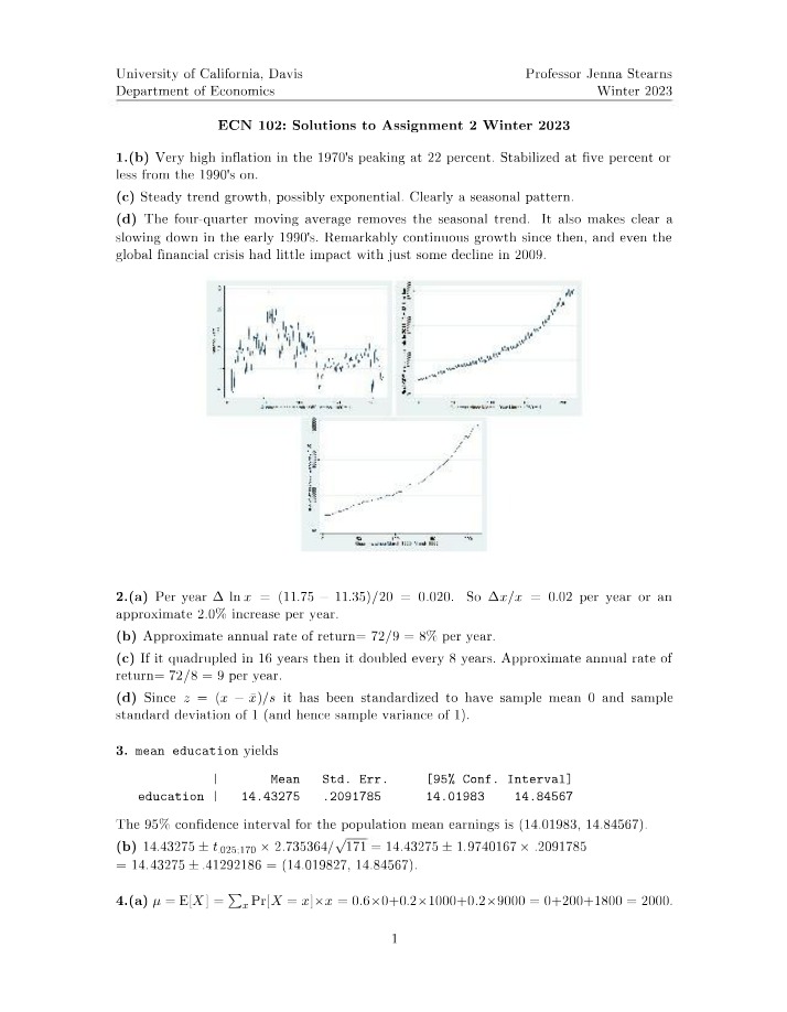 Solutions for ECN 102 Assignment 2 and Midterm 1 Prep