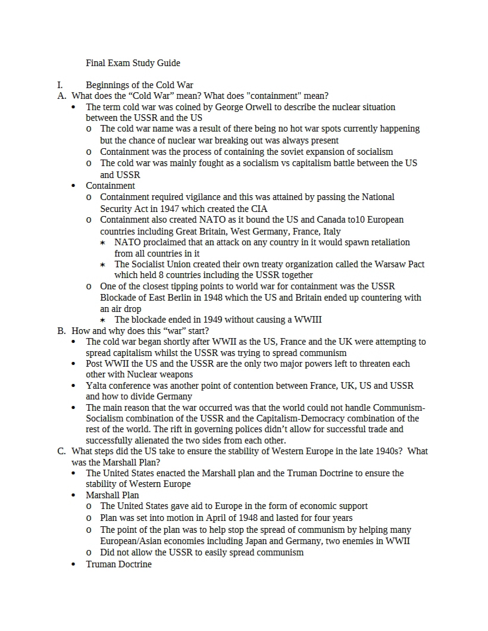 Final Exam Resource