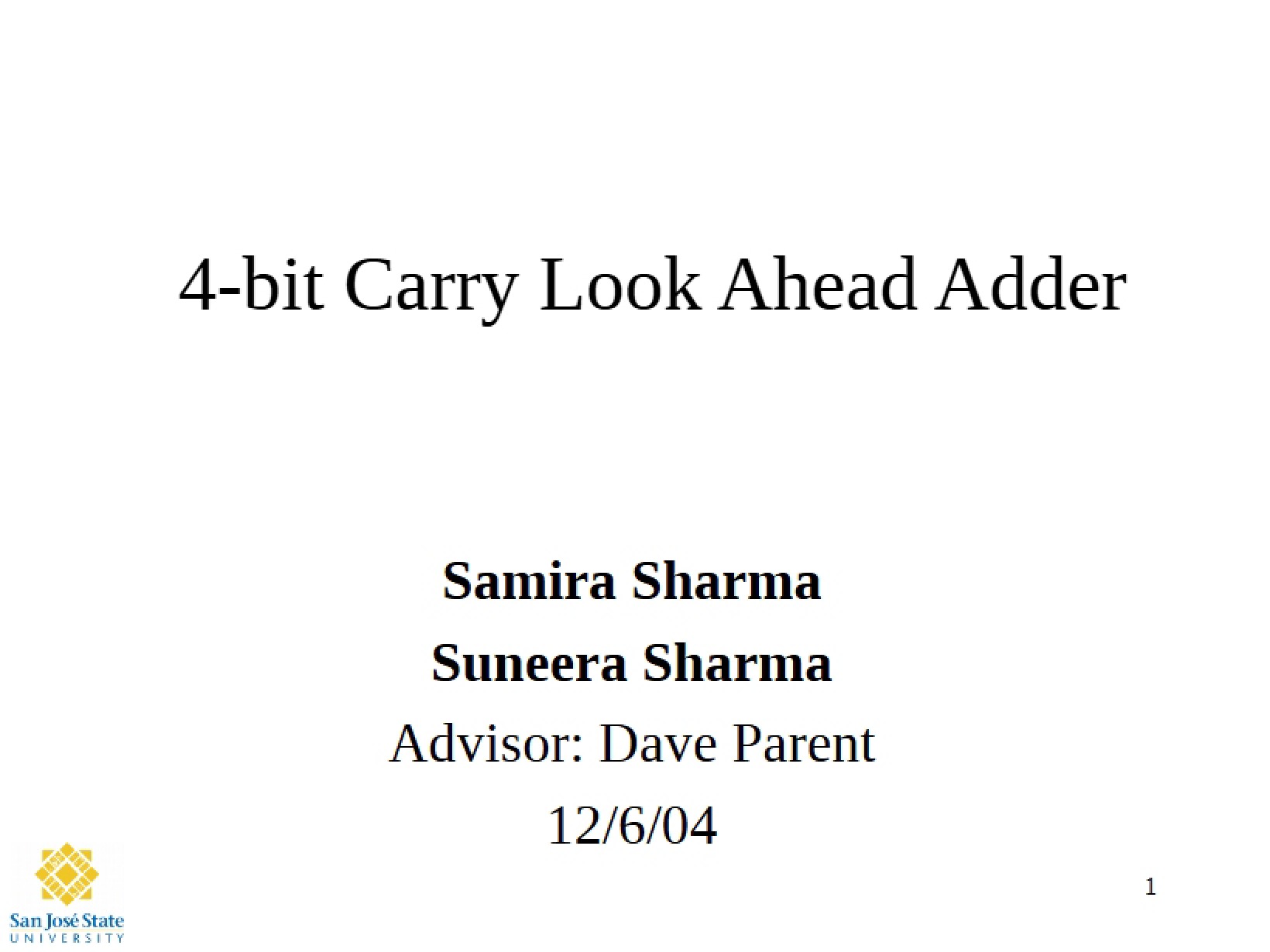 Carry Look Ahead Adder (4-Bit Design)