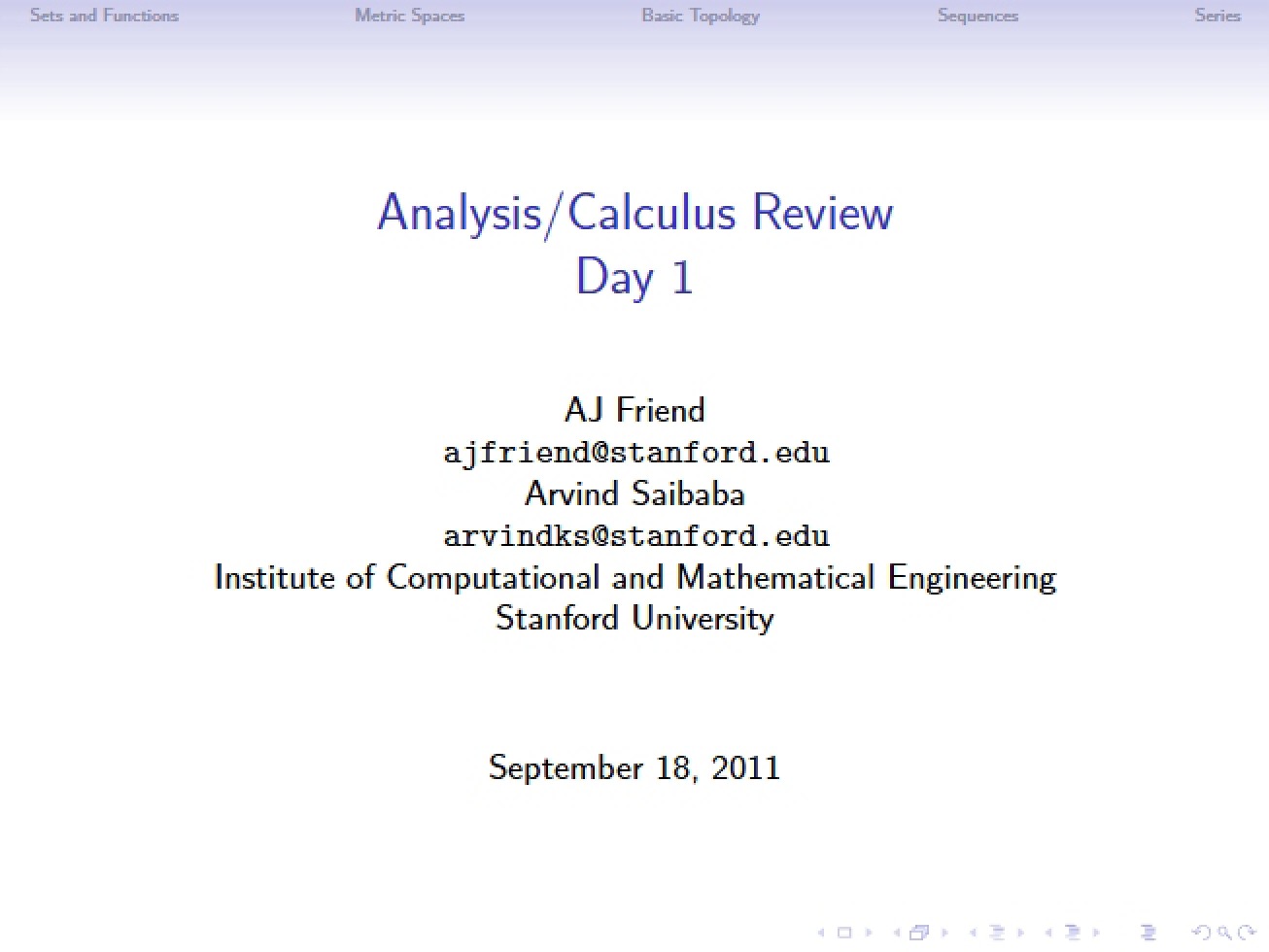 Calculus Review for Analysis