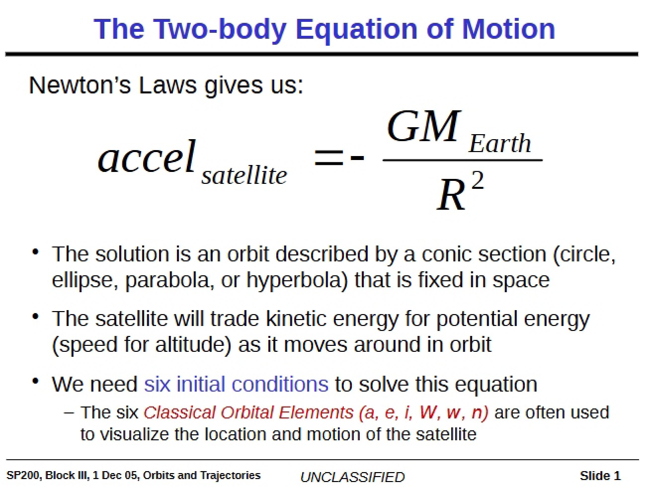 Two-Body Equation of Motion