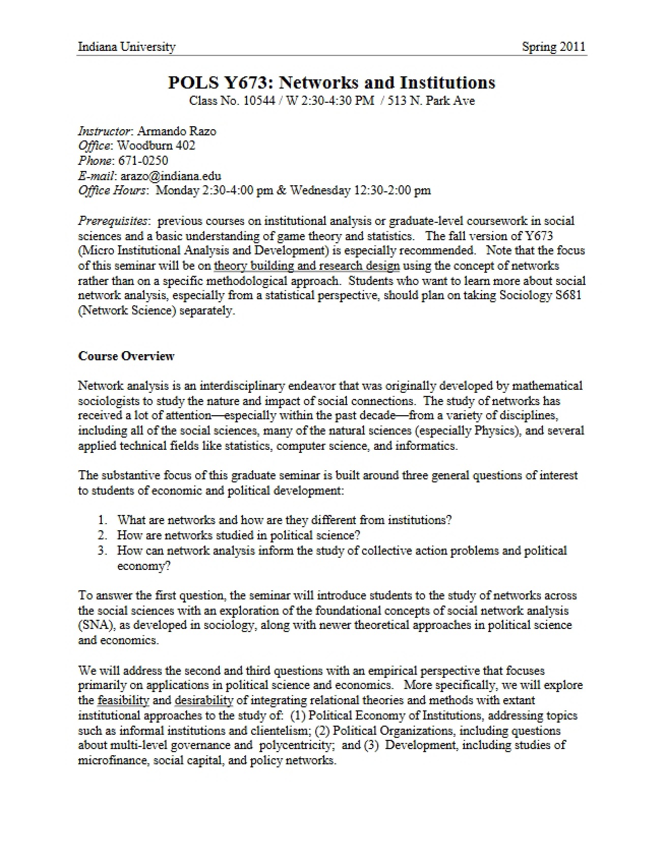 Syllabus for Empirical Theory