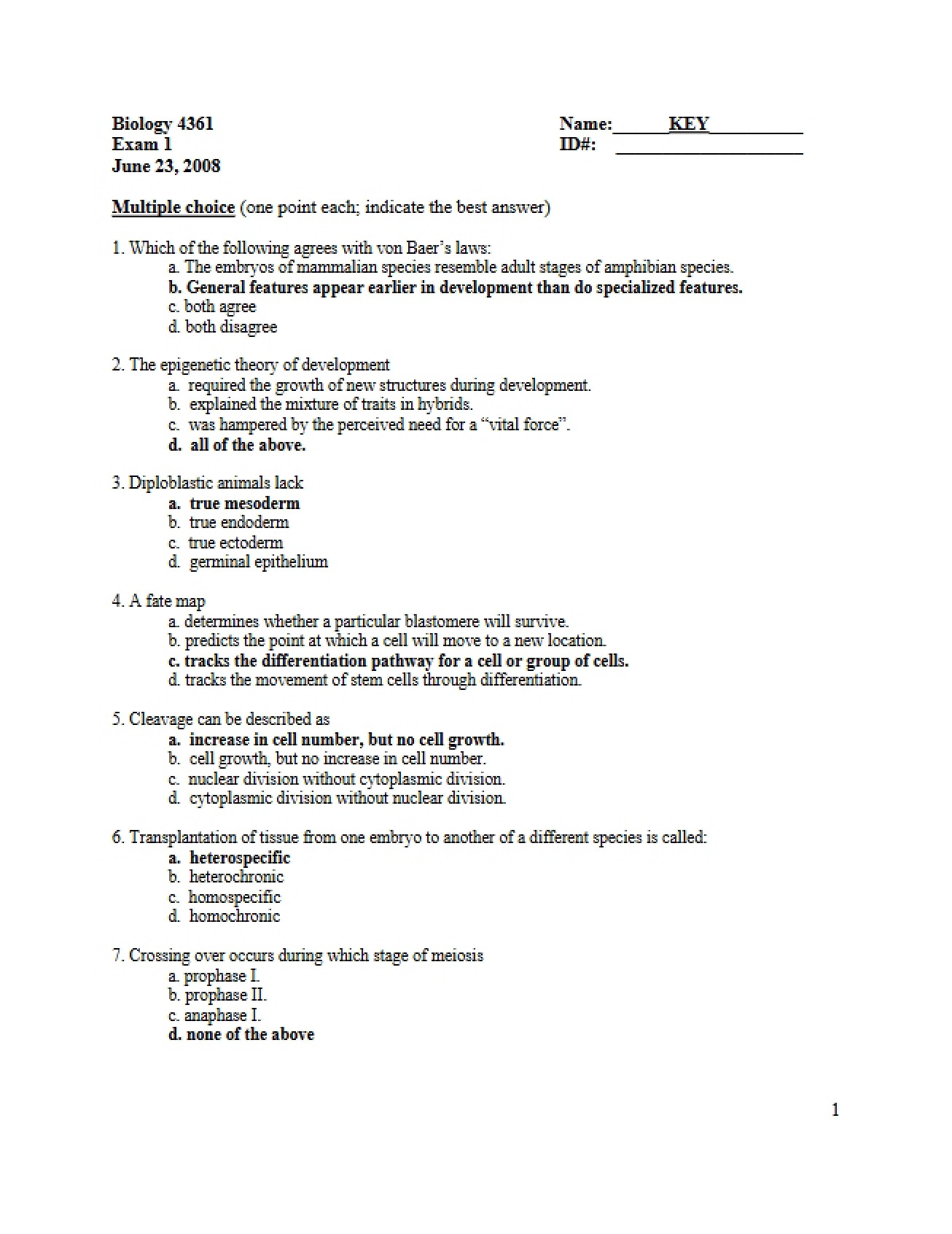 Solutions for Examination