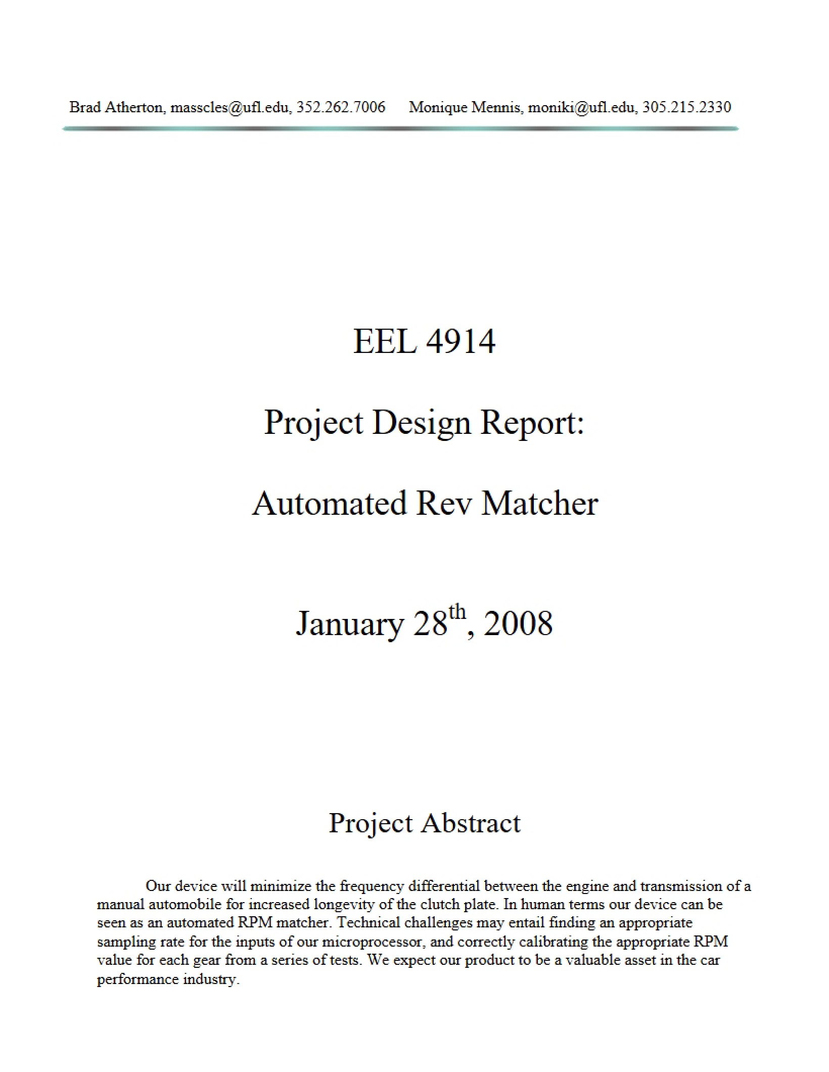 Report on Project Design