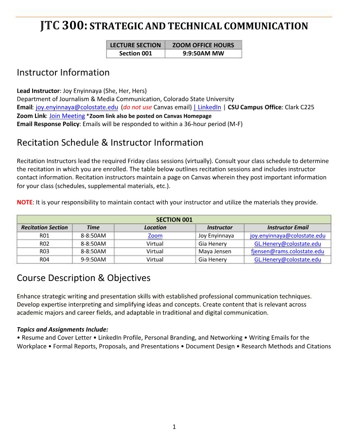 JTC 300 Syllabus - Fall 2021