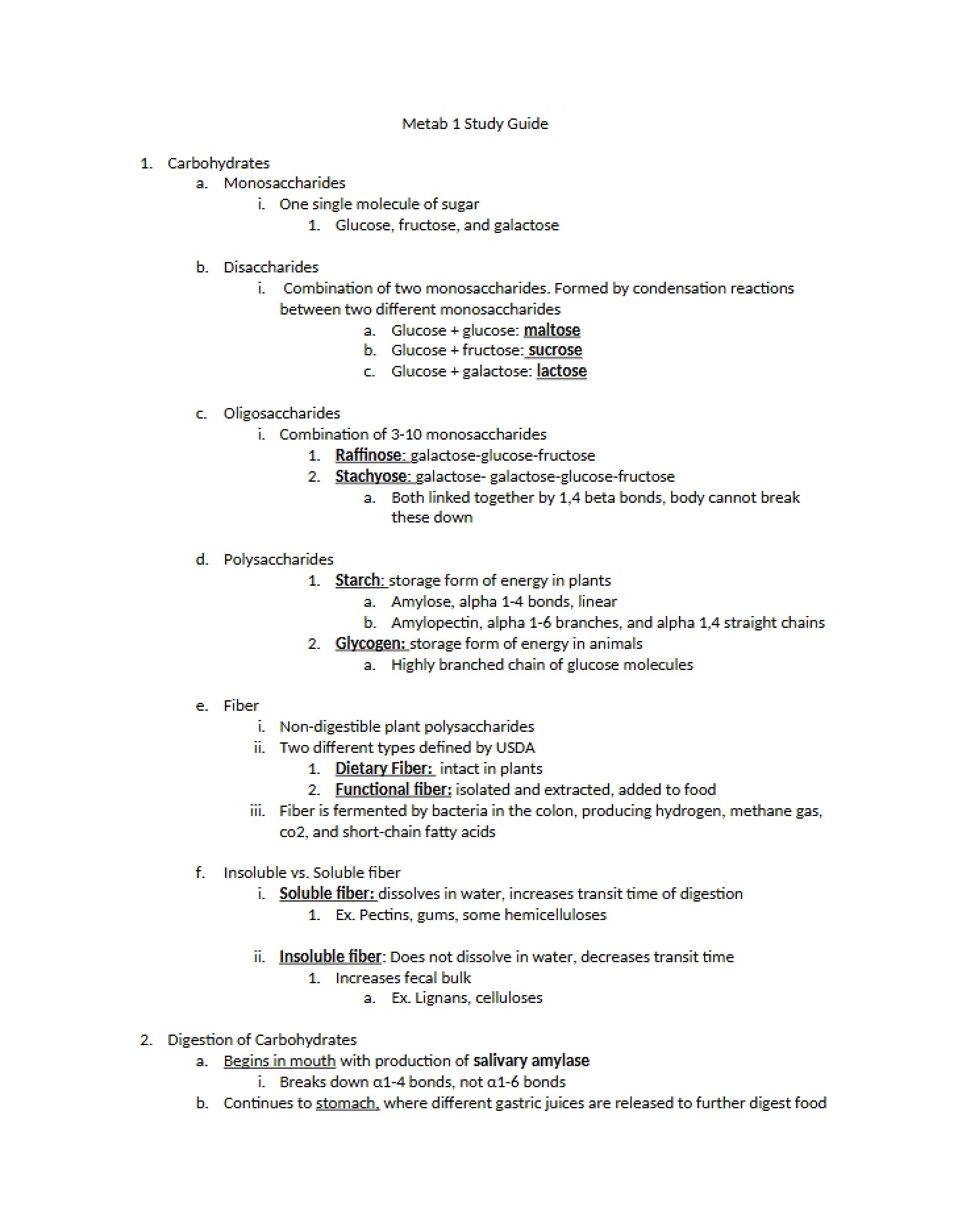 Prep Manual for Metabolism Part One