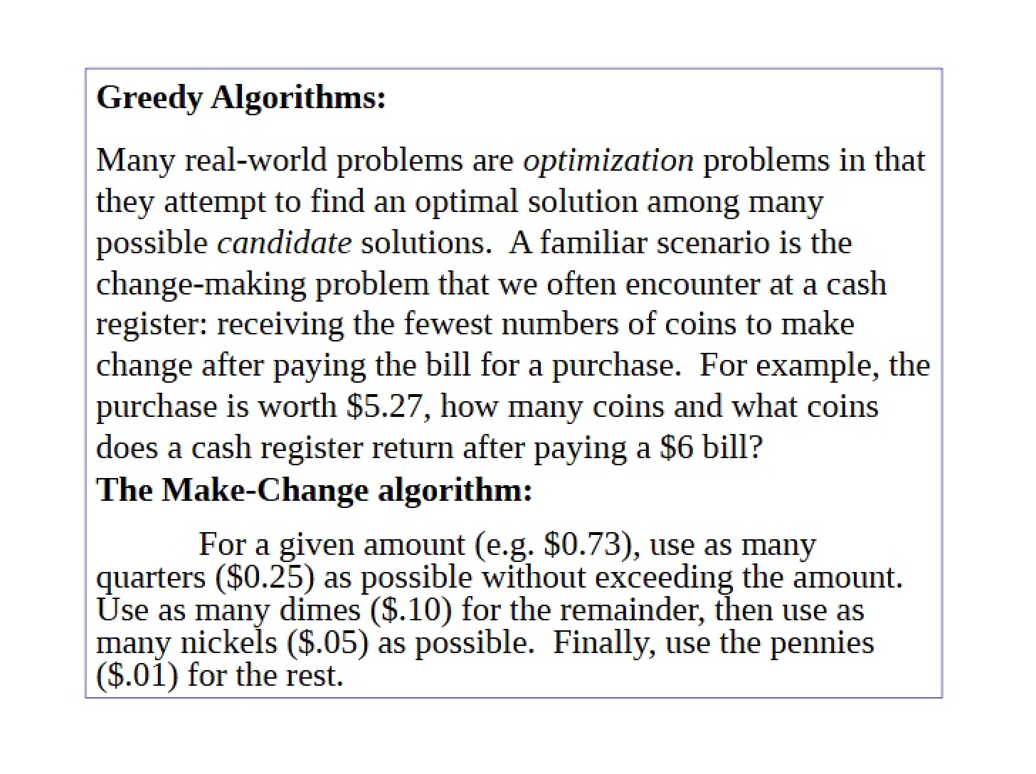 Algorithms Greedy Approach