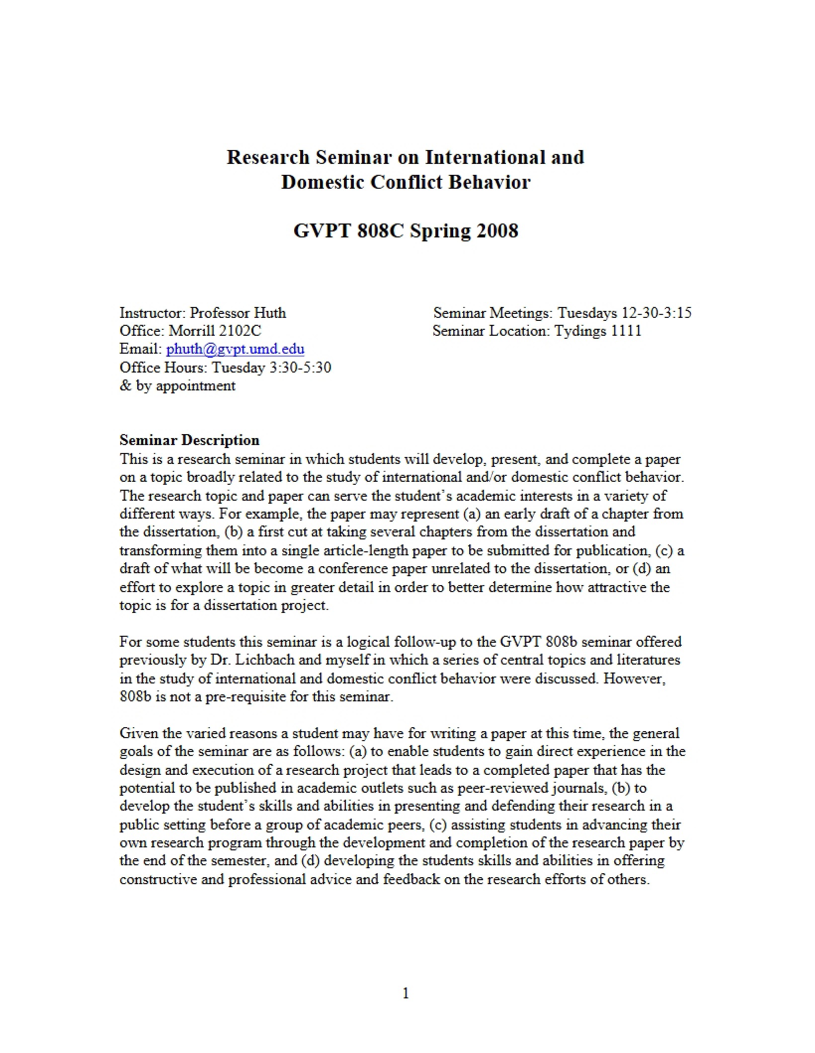 Research Seminar in IR and Comparative Politics Syllabus