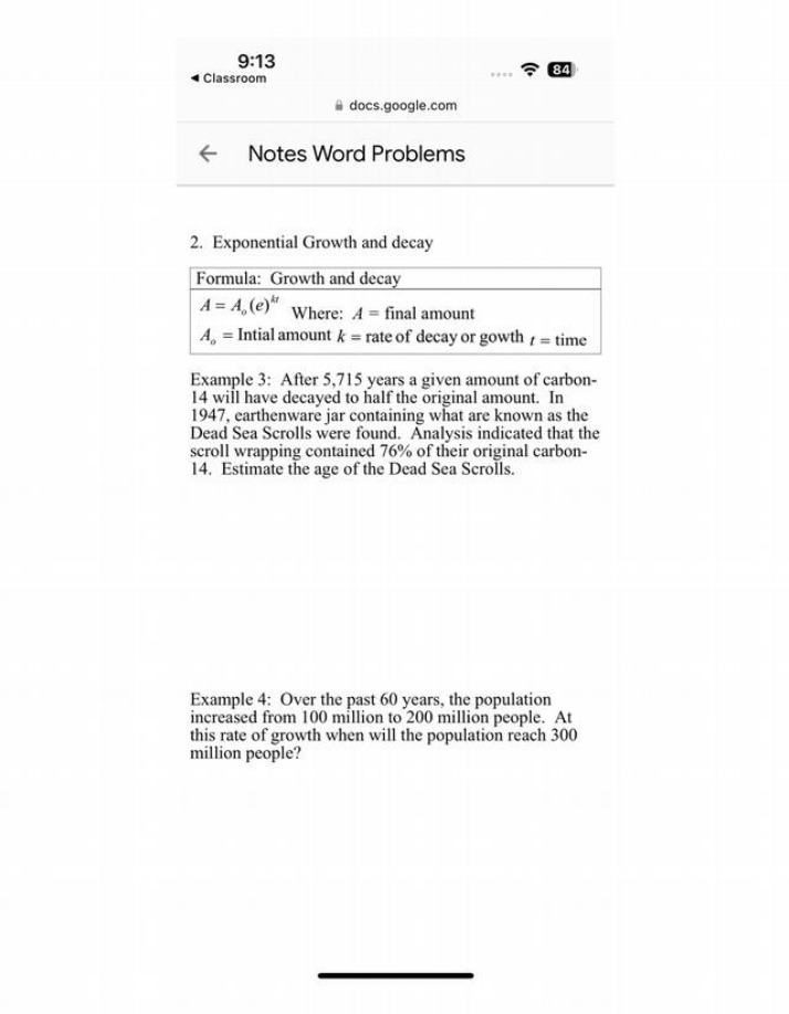 Notes on Word Problems Set A