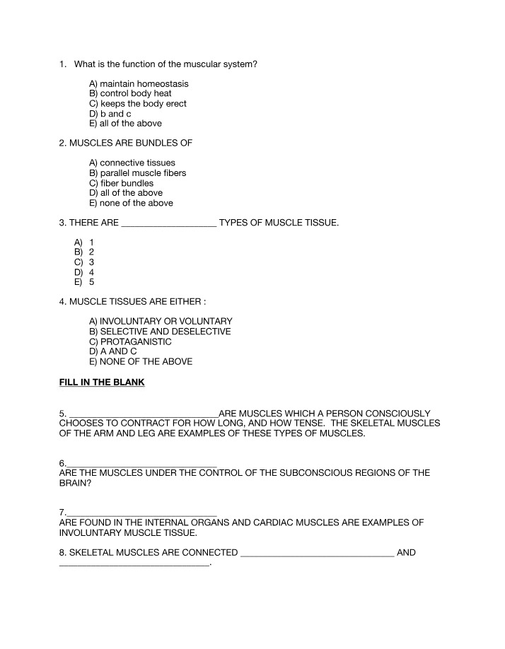 Study Guide for Muscular and Skeletal Systems