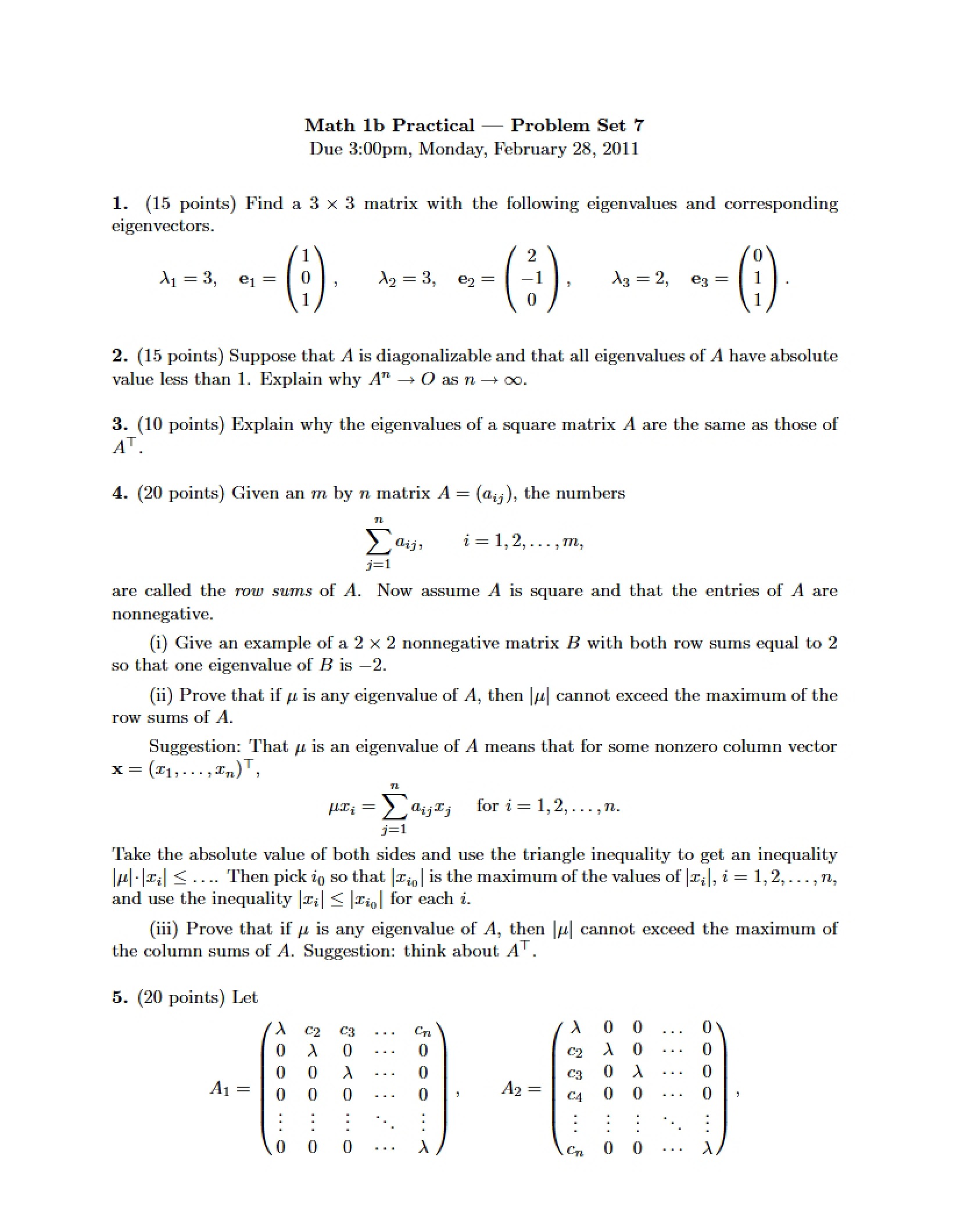 Set 7 Practice Problems