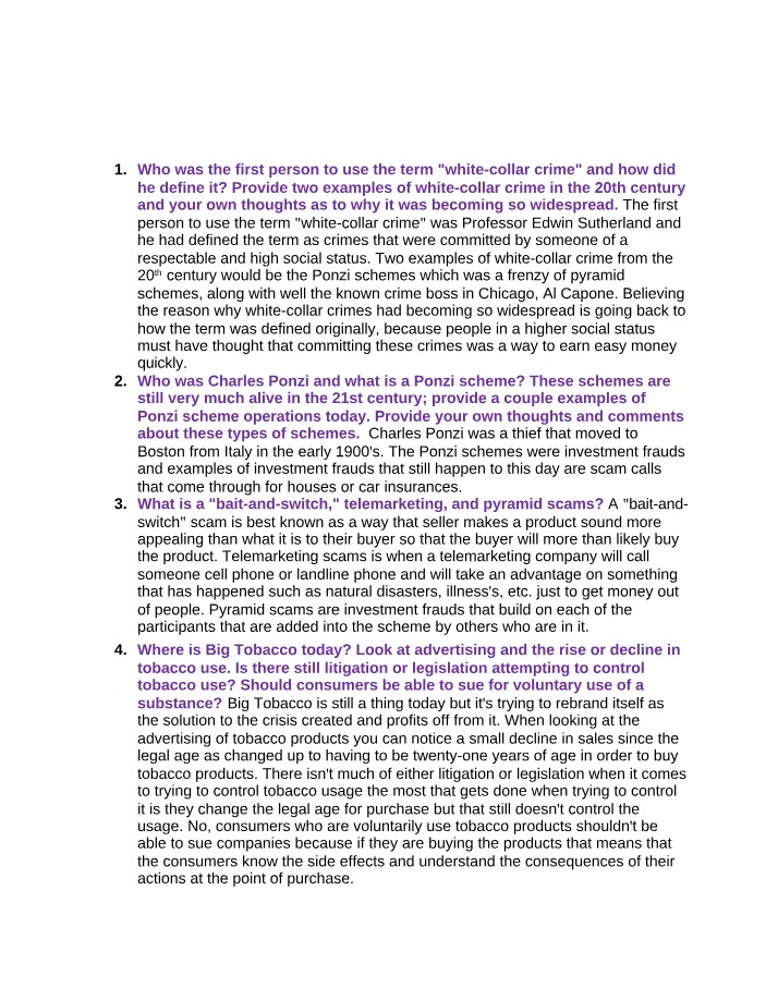 White-Collar Crime - Origins and Examples
