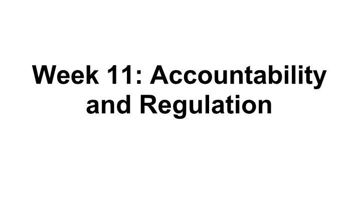 Week 11 Accountability