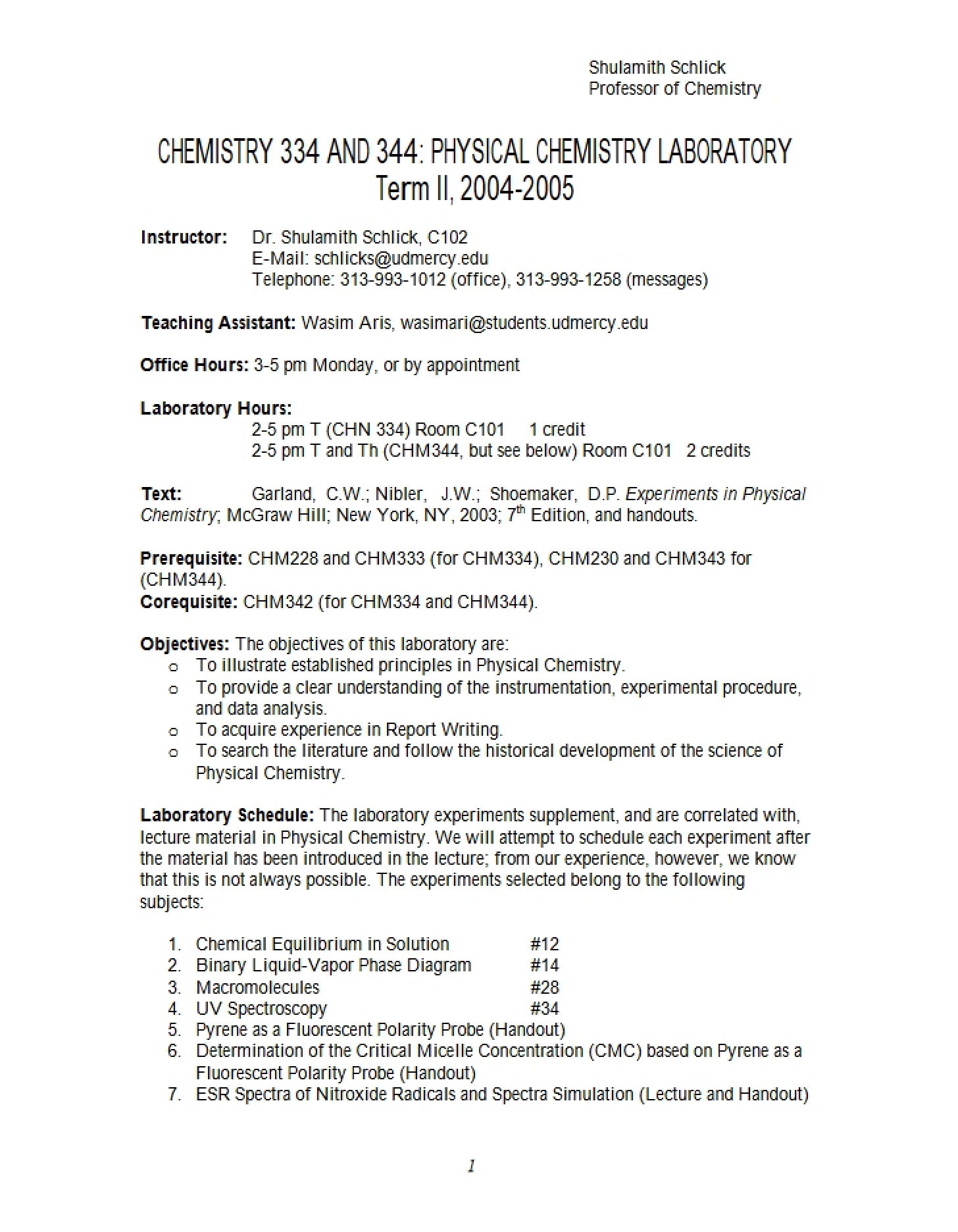 Class Outline