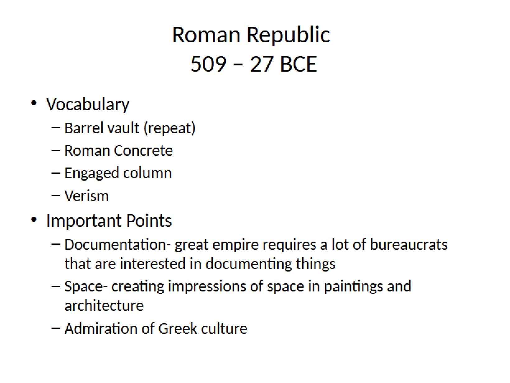 Exam 2 Roman Republic Art