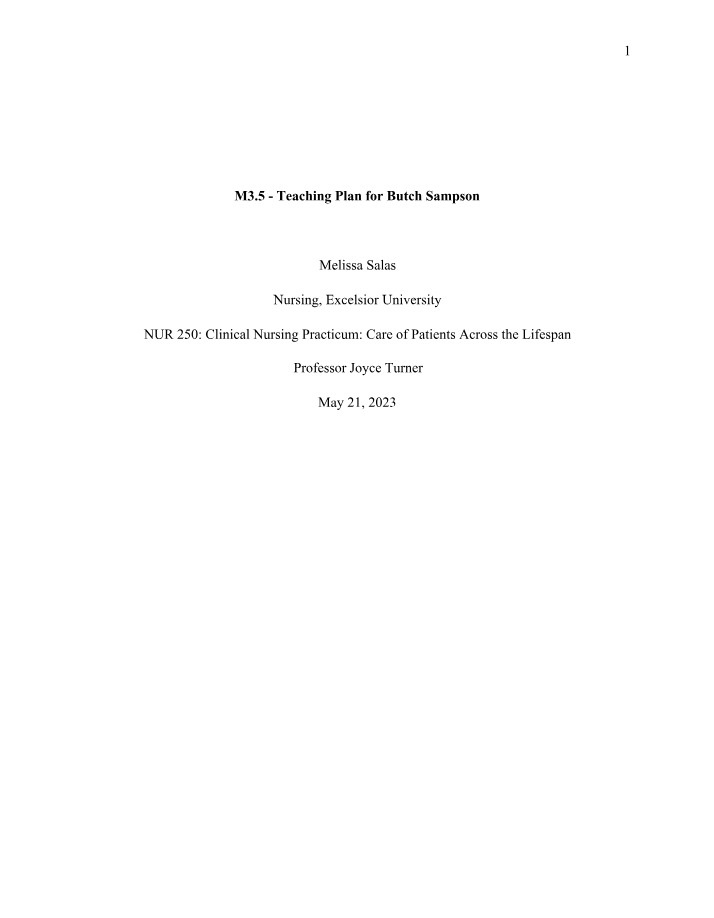 Teaching Plan - Butch Sampson