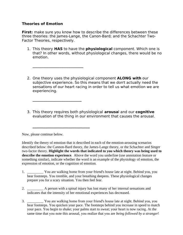 Theories of Emotion - James-Lange and Canon-Bard